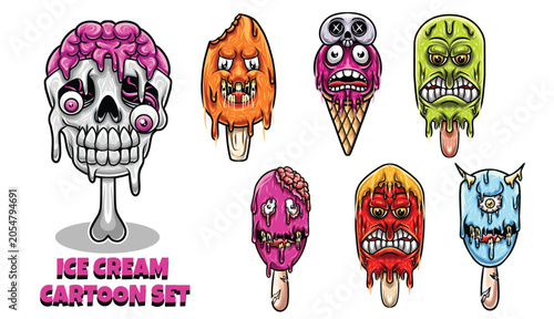 Monster ice cream popsicle and cone variations