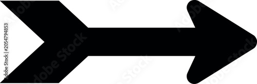 Fotografi A minimalist black arrow points right on a clean white background, guiding with clarity and confidence in flat light