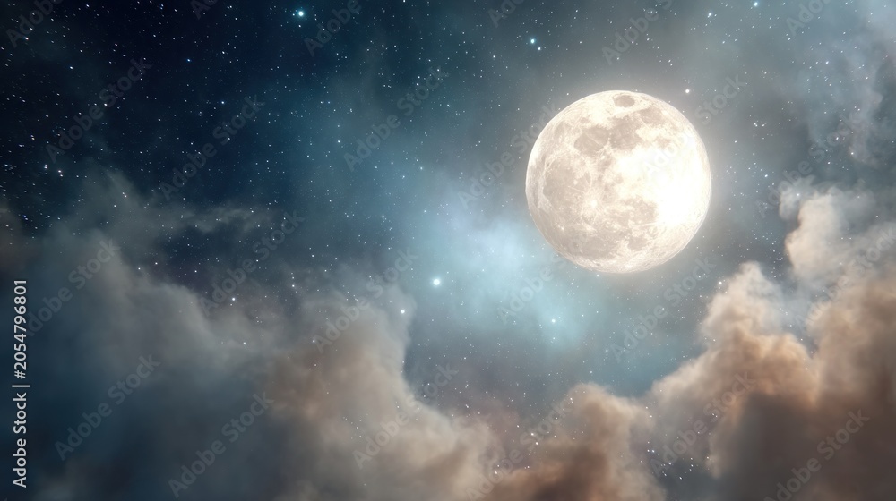 Fototapeta premium Moonlit night sky