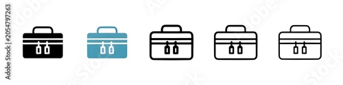 Foto Makeup Case and Beauty Kit Vector Icon Set