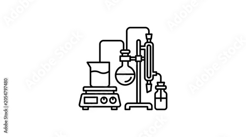 Tableau sur toile Chemical distillation apparatus setup for laboratory experiments.