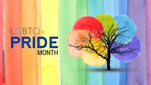 Cuadro en lienzo LGBTQ Pride Month Poster with LGBTQ Rainbow slogan