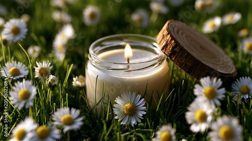 Aromatic Candle in Sunset Flower Field / 夕暮れの花畑とアロマキャンドル