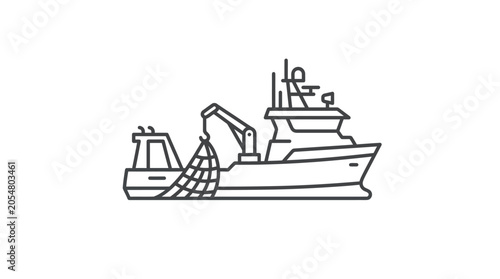 Tableau sur toile Industrial fishing trawler vessel with specialized hauling equipment