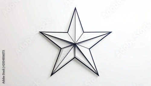Minimalist five-point star art, black outline, white background