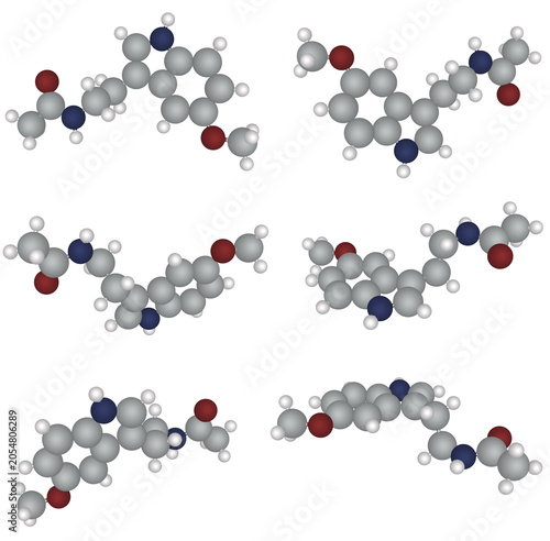 Картината върху платно High-Quality 3D Rendering of Melatonin Molecular Structures, Chemical Compositio