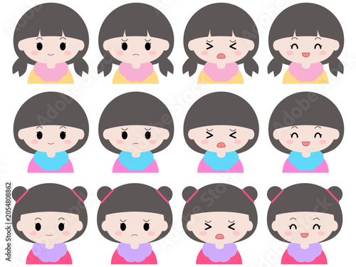 いろいろな髪型の女の子セット