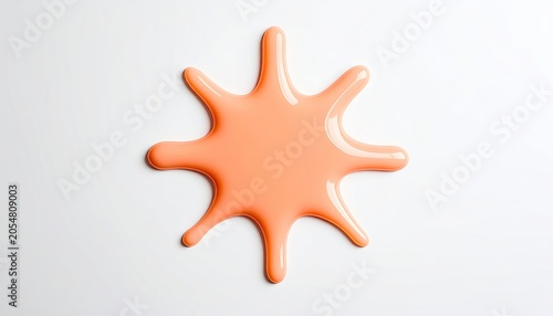 Glossy peach-orange liquid splash, irregular star shape, white background