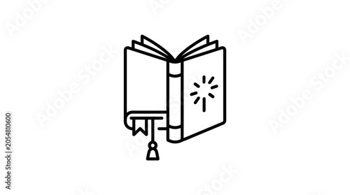 Cuadro en lienzo Open holy book with bookmark and rays icon.