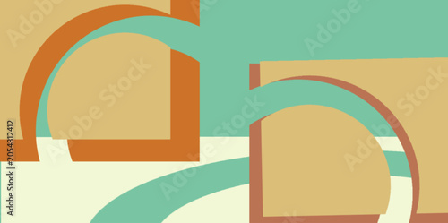 Canvas-taulu Abstract Geometric Archways with Rippling Curves in Earth Tones