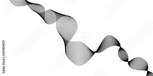 Фотография Abstract grayscale ribbon wave pattern, smooth curved overlapping shapes, modern