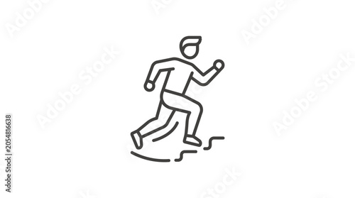 Fotografie Line art of person running up an inclined slope.