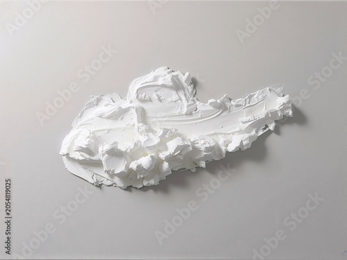 Abstract white plaster sculpture creating texture on grey background