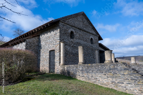 Roman Villa Urbana stone facade and columns, Longuich, Germany