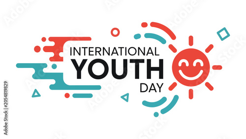 Fotografía International Youth Day Graphic: A vibrant and dynamic graphic celebrating International Youth Day, featuring playful shapes, bright colors
