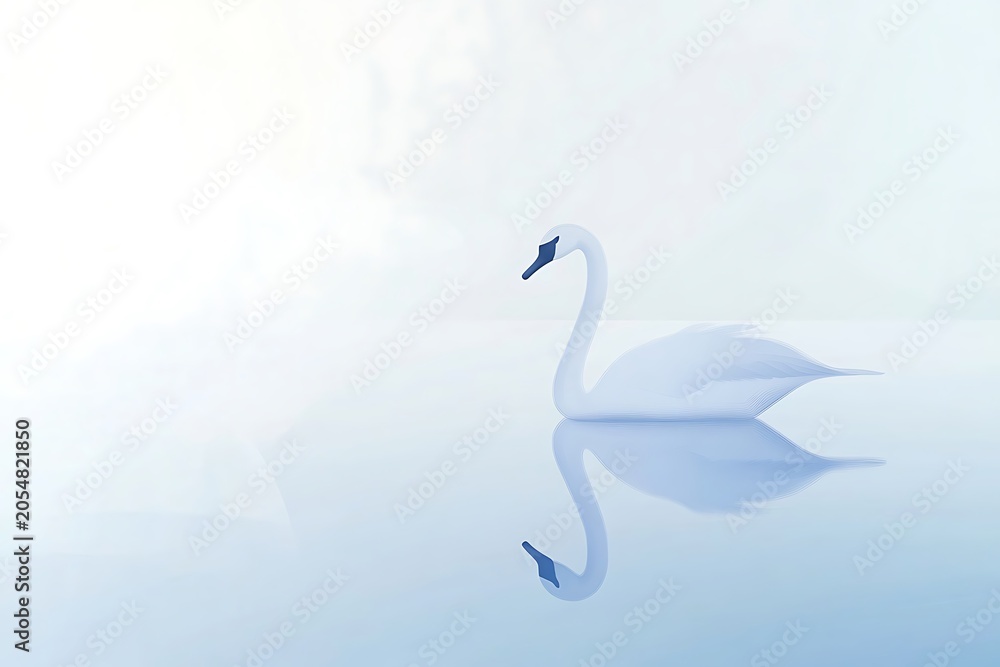 Obraz premium Serene swan gliding on calm waters