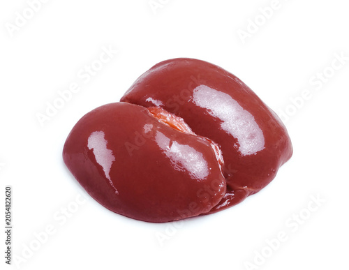 Raw chicken liver isolated on white background