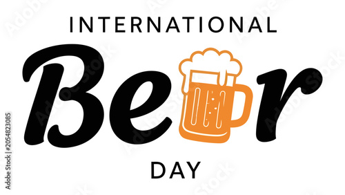Bilde på lerret International Beer Day Logo: Celebrate with a frothy pint and the bold lettering of International Beer Day, a graphic representation of this global toast to brewing and beer lovers