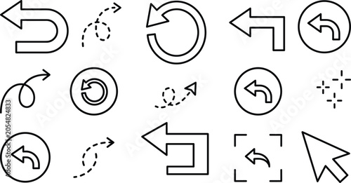Foto Arrow loop undo redo return line icons vector set for navigation back refresh re
