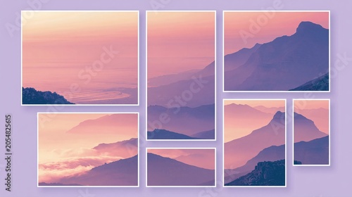 Mood board template sunset mountains collage layout
