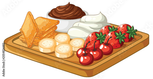 Dessert Platter with Fruit Crackers Chocolate Dip and Whipped Cream