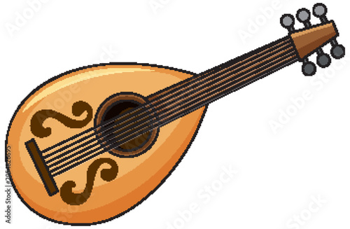 Fotografía Traditional Wooden Mandolin Musical Instrument Vector Illustration on White Back