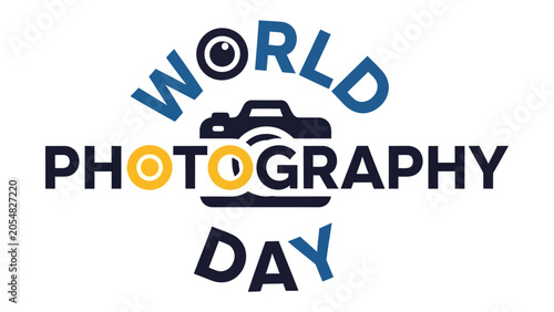 Fotografie World Photography Day Logo: A stylized graphic celebrating World Photography Day, featuring the words World Photography Day with a camera graphic incorporated into the text