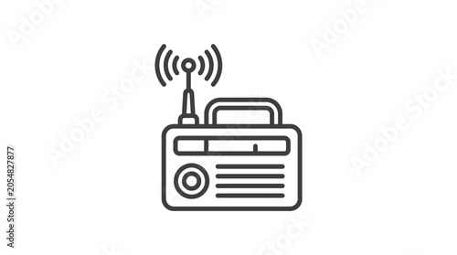 Obraz na plátně Vintage portable radio receiver line art icon.