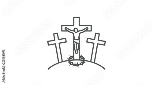 Photos Jesus Christ on the cross with crown of thorns icon.