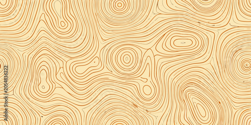 Принти на полотні Topographic Contour Pattern With Wood Grain Texture Beige And Brown
