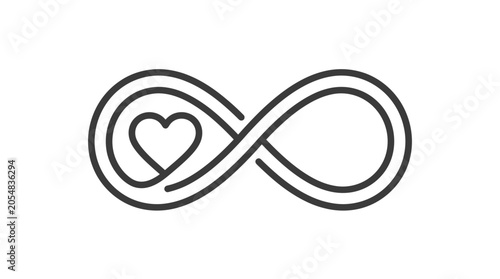 Vászonkép Infinity symbol entwined with heart shape line art icon