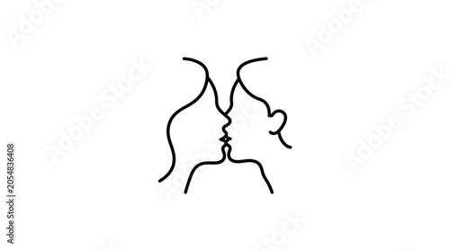 Minimalist profile line art of a couple kissing.