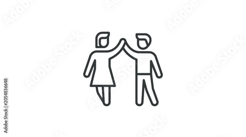 Stylized outline of a couple celebrating high five.