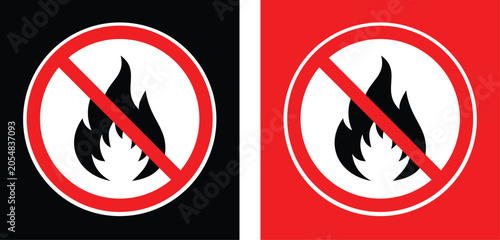 Tableau sur toile Stop fire sign with flame
