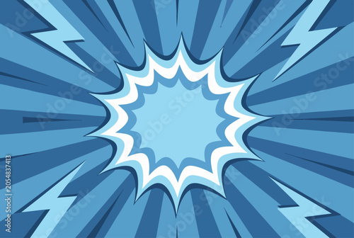 Dramatic comic action rays spreading energy across the entire composition