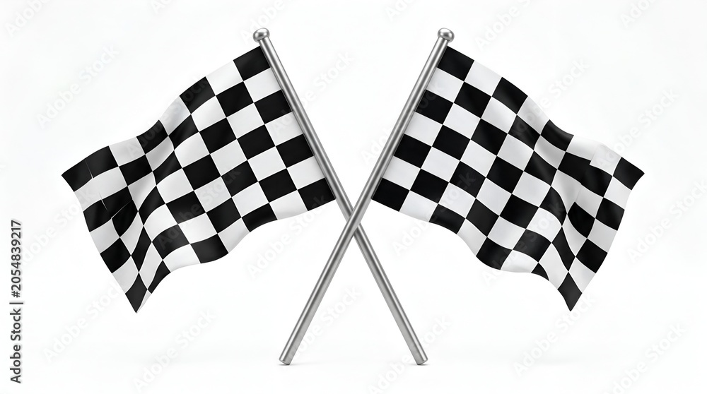 Fototapeta premium two classic checkered racing flags crossed symmetrically at the center