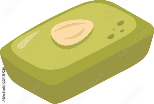 Fotografía Vector illustration of a delicious rectangular financier cake infused with matcha green tea and topped with a single almond