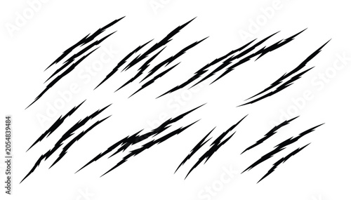Obraz na plátne Claw marks scratches graphic set on white background for design.