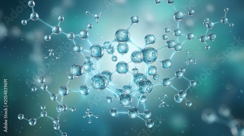 Create an ultra-high-resolution scientific visualization of an advanced molecular network suspended within a futuristic research environment 