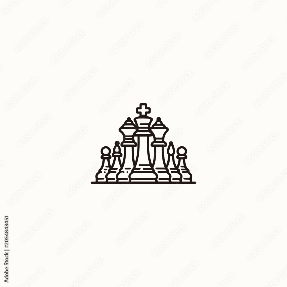 Fototapeta premium Chess logo style icon design template vector illustration