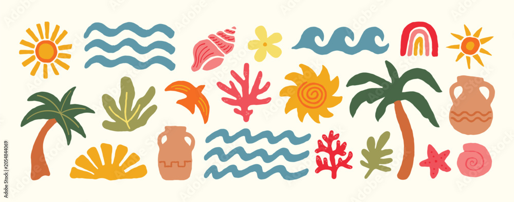 Obraz premium Summer Beach Elements Collection