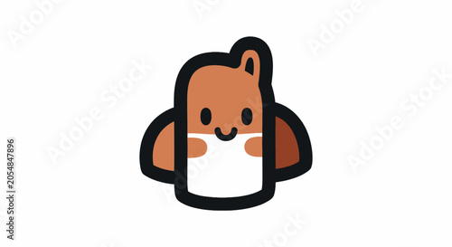 Foto Simple cute brown bird character with smiling face