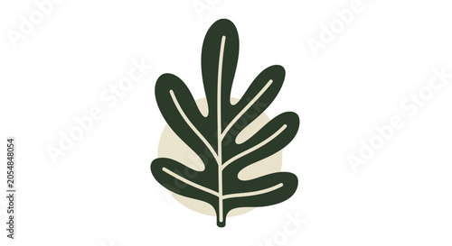 Tableau sur toile Dark green lobed leaf botanical element