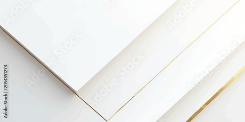 Foto Three stacked white rectangular panels with gold foil edges on a light backgroun