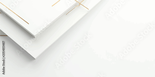 Foto Minimalist white canvas or framed panels with thin gold lines on white backgroun