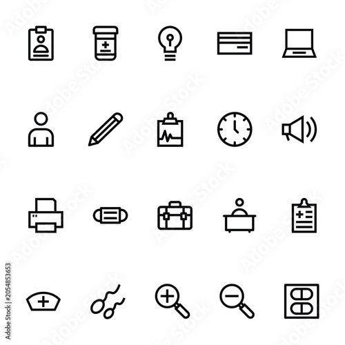 Outline icons for Medical and Health