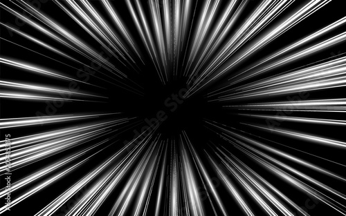 Comic book black and white radial lines background. Manga speed frame. Super hero action.