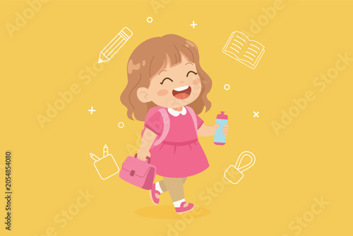 Little Girl Back to School Vector
