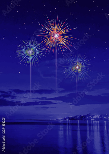 海辺の豪華な打ち上げ花火4.ai