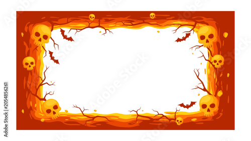 Canvastavla Spooky Halloween Frame: A dark and eerie Halloween-themed border featuring skulls, bats, and gnarled branches, creating a perfect frame for your spooky designs and festive messages